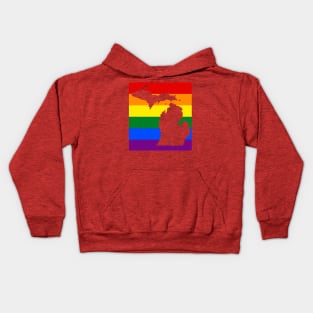 LGBTQ+ Michigan Pride Flag Kids Hoodie